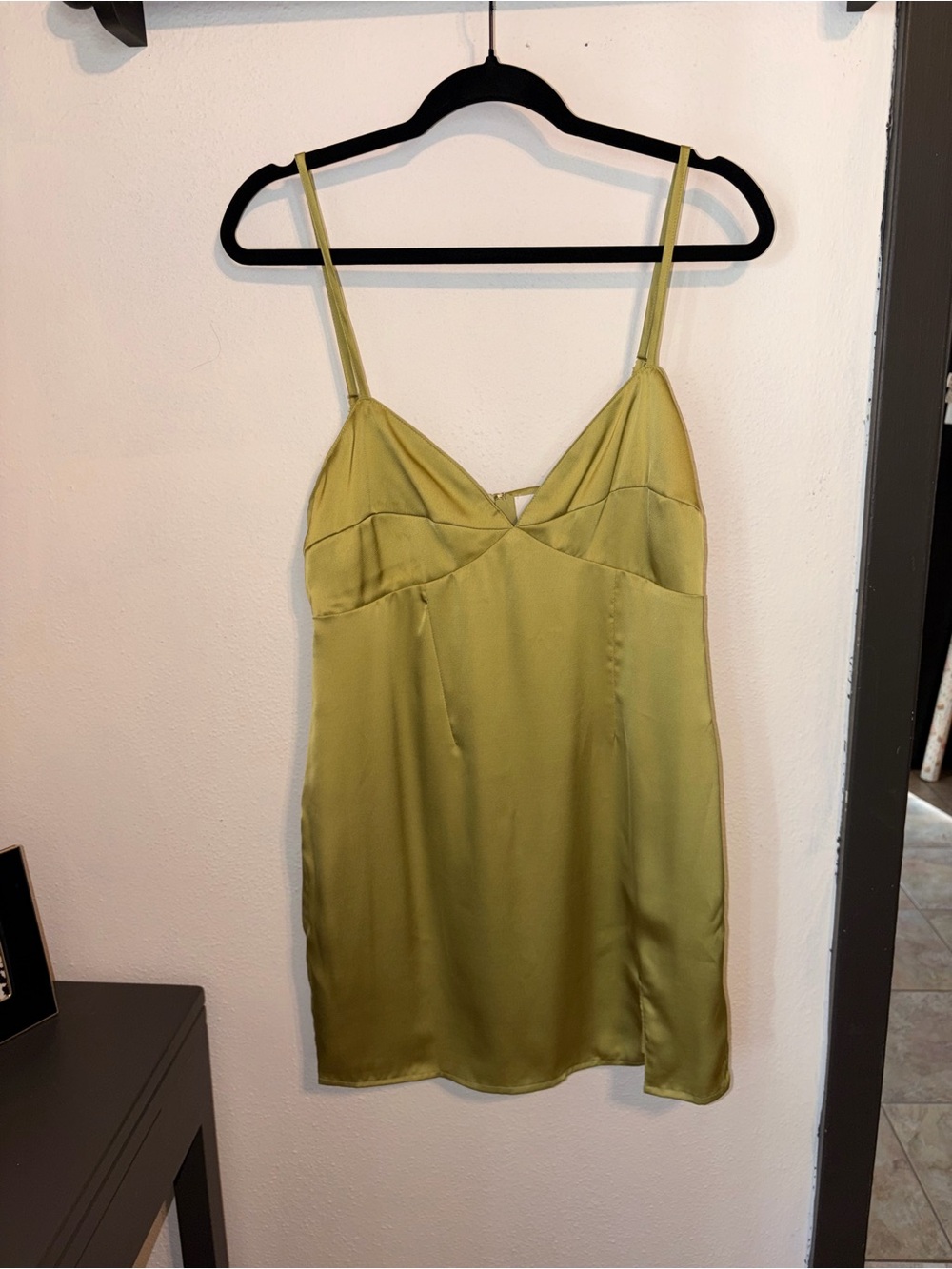 Silky Olive Green Slip Dress